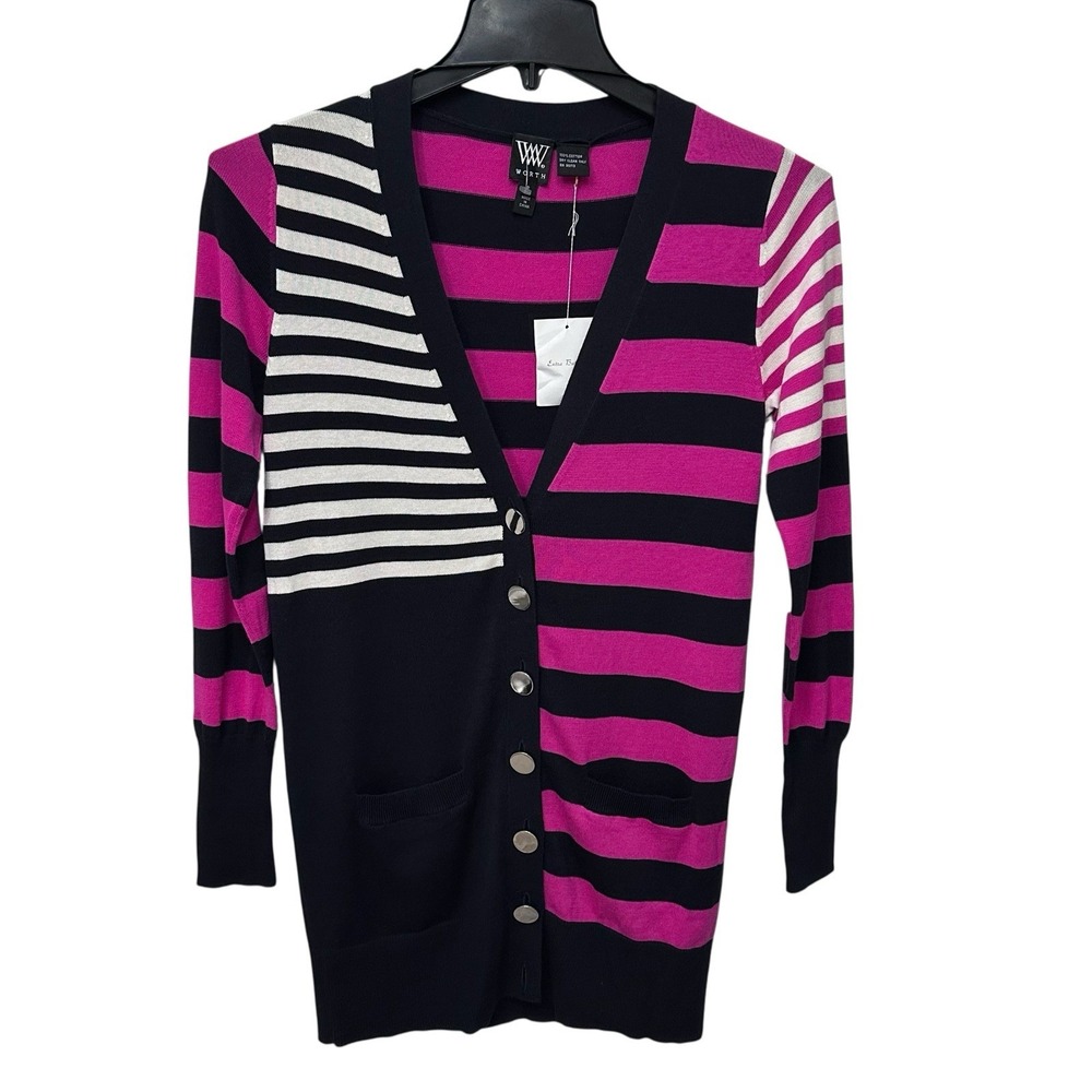 Worth Women's Sweater Cardigan ‎ Button Closure Size Small Pockets Retro